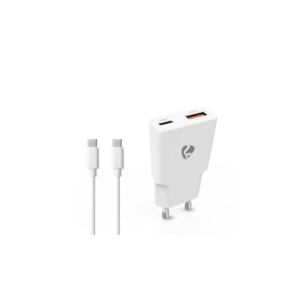 NEDIS Laddare vägg NEDIS GaN 2xUSB-A/C 1m vit