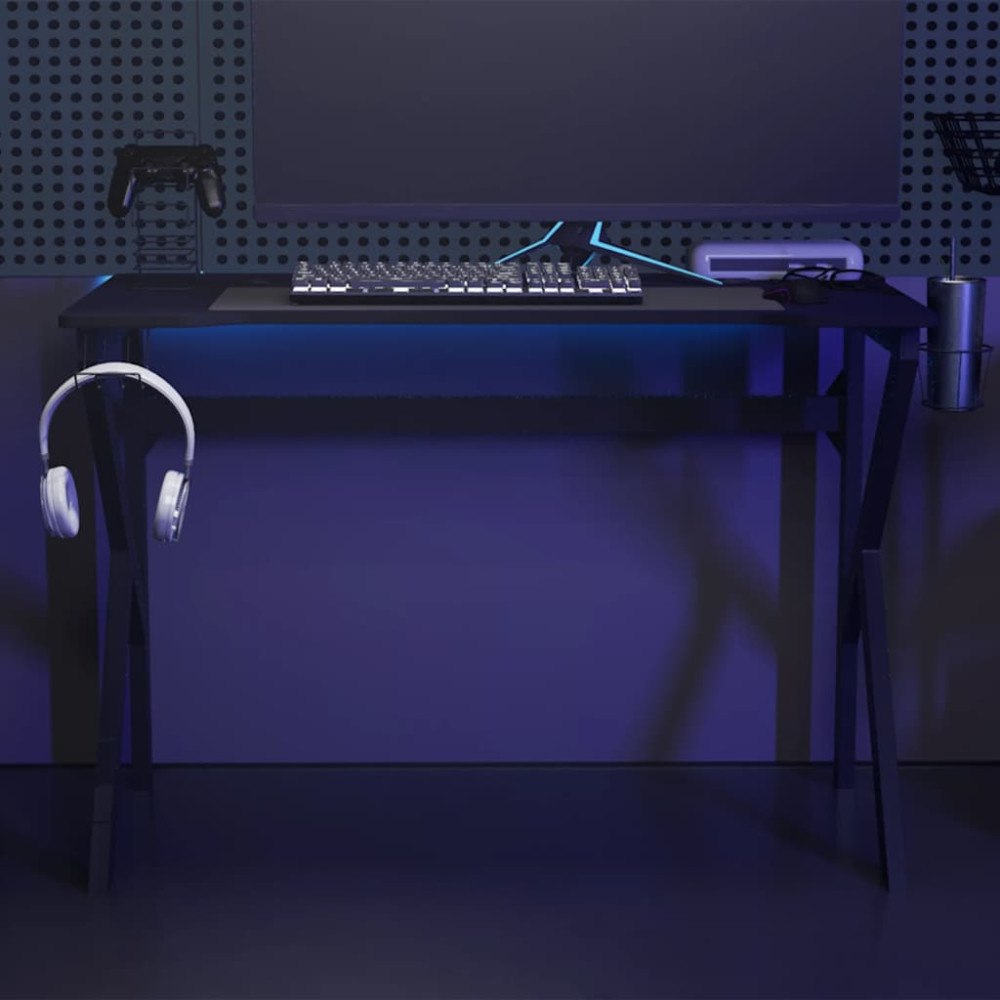 vidaXL Gamingskrivbord med K-formade ben svart 110x60x75 cm