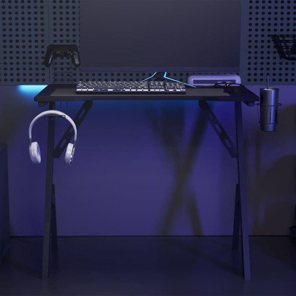 vidaXL Gamingskrivbord med Y-formade ben svart 90x60x75 cm