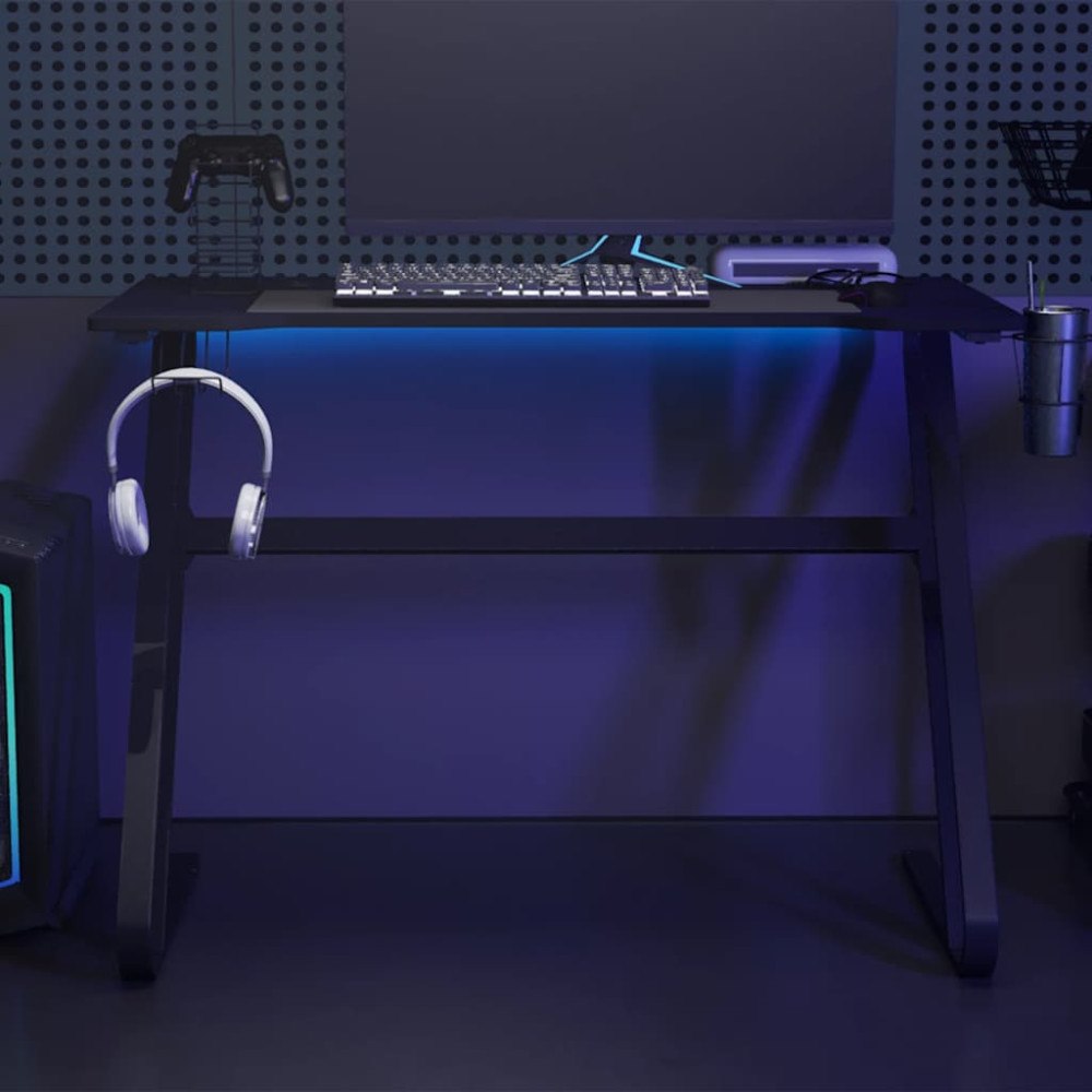 vidaXL Gamingskrivbord med ZZ-formade ben svart 110x60x75 cm