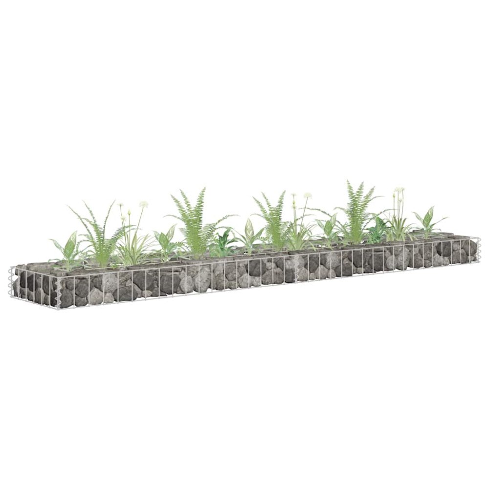 vidaXL Planteringsgabion upphöjd galvaniserat stål 180x30x10 cm