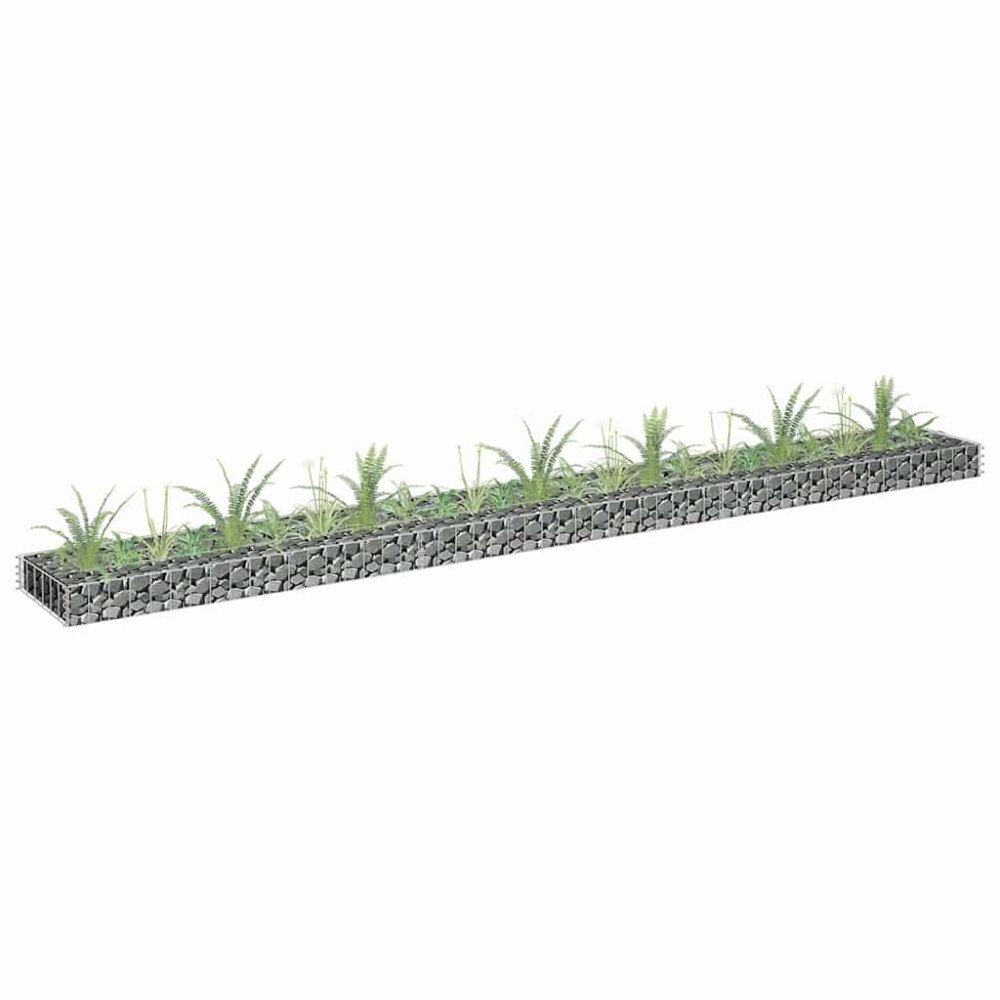 vidaXL Planteringsgabion upphöjd galvaniserat stål 270x30x10 cm