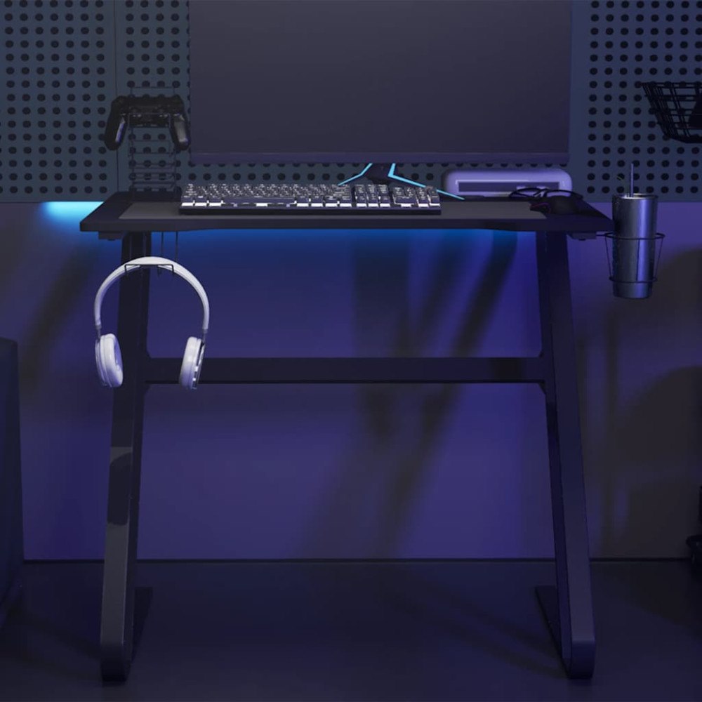 vidaXL Gamingskrivbord med ZZ-formade ben svart 90x60x75 cm