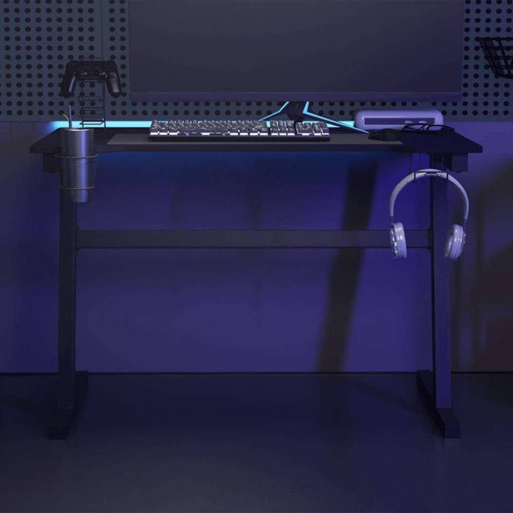vidaXL Gamingskrivbord LED med Z-formade ben svart 110x60x75 cm