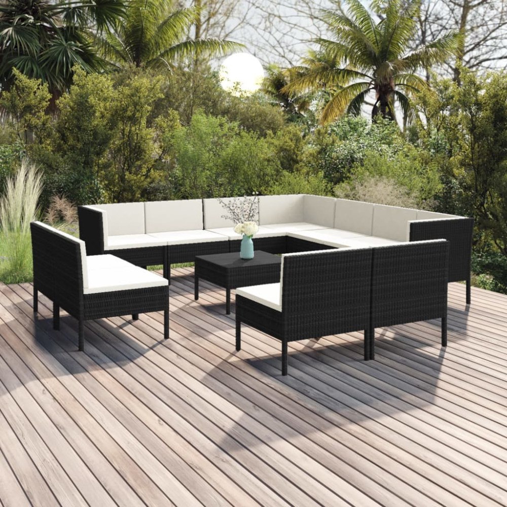 vidaXL Loungegrupp med dynor 12 delar konstrotting brun