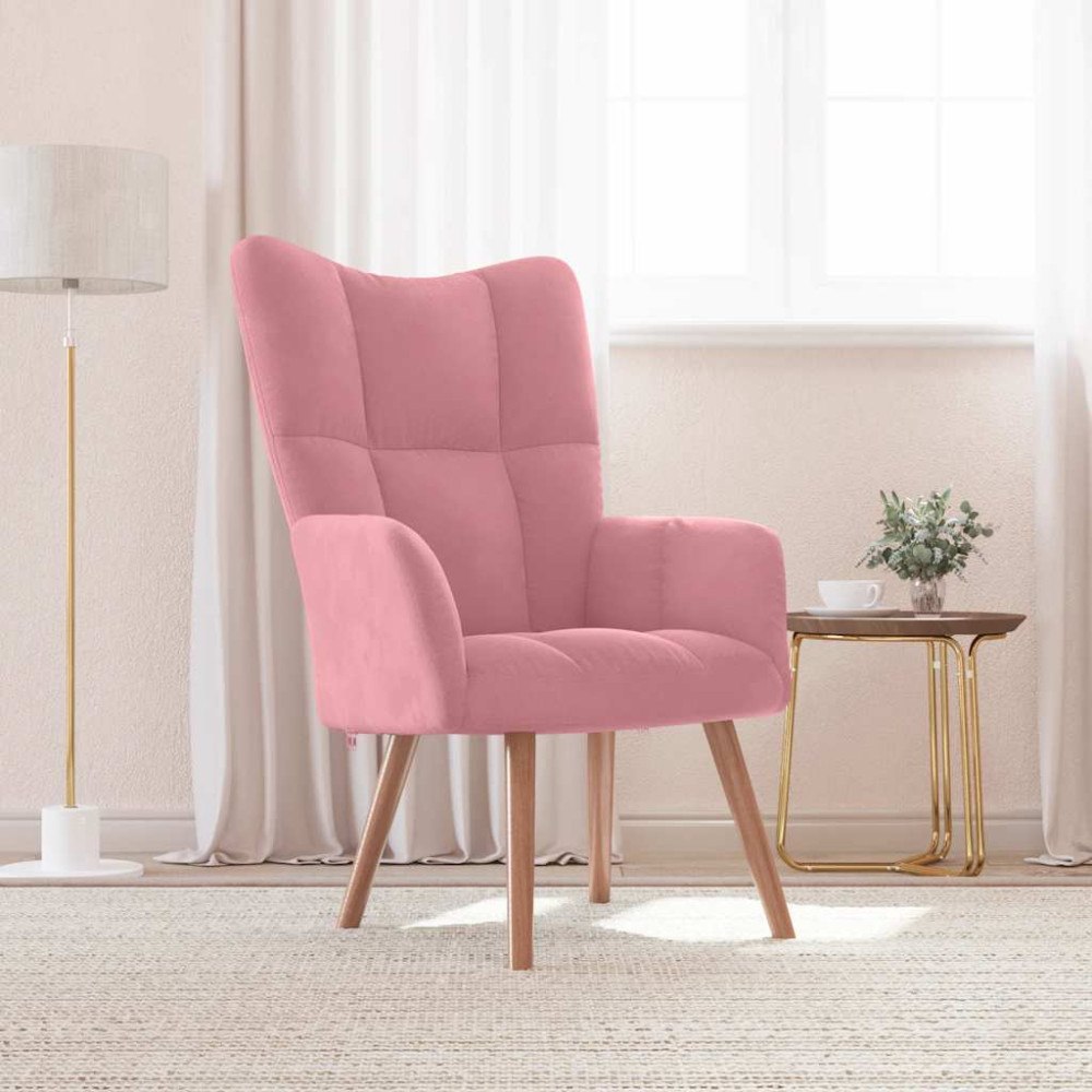 vidaXL Vilstol rosa sammet