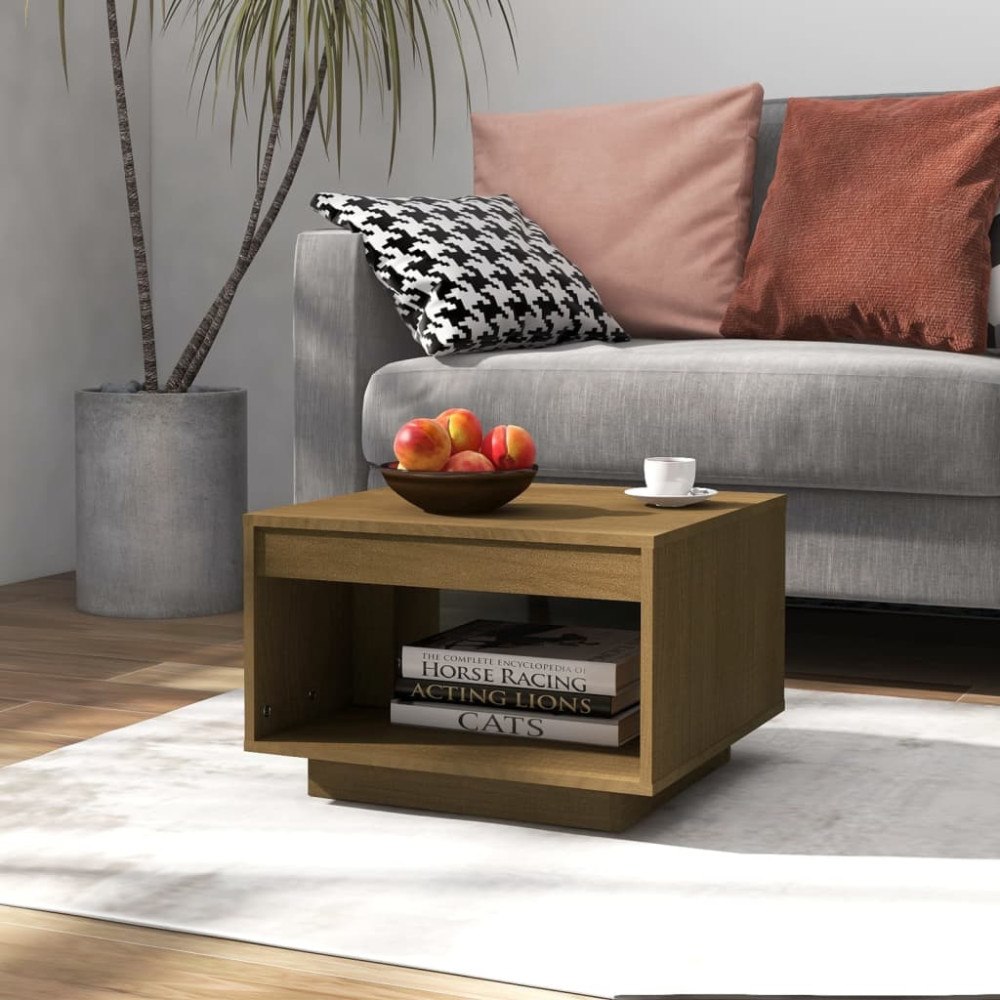 vidaXL Soffbord honungsbrun 50x50x33,5 cm massiv furu