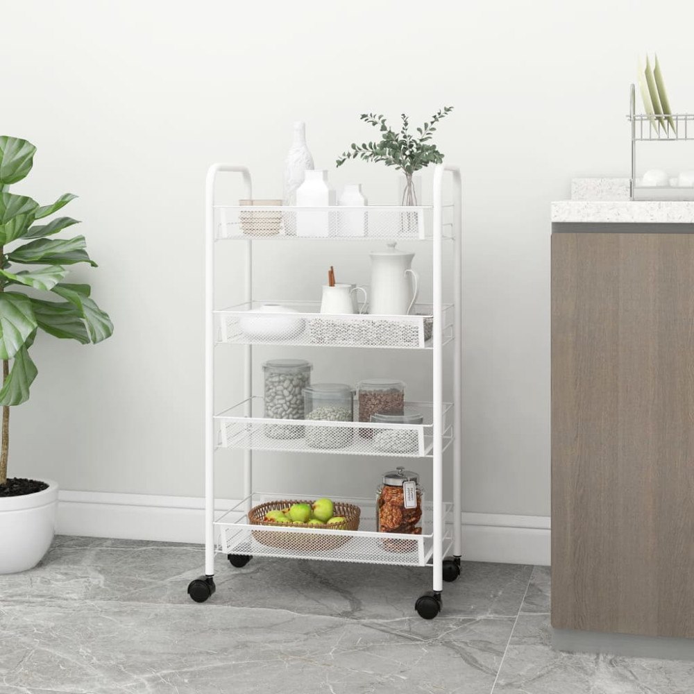 vidaXL Rullvagn 4 våningar vit 46x26x85 cm järn