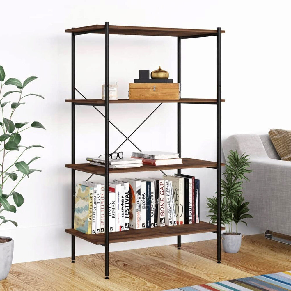vidaXL Hyllenhet med 4 hyllplan svart och naturfärg 80x40x130 cm