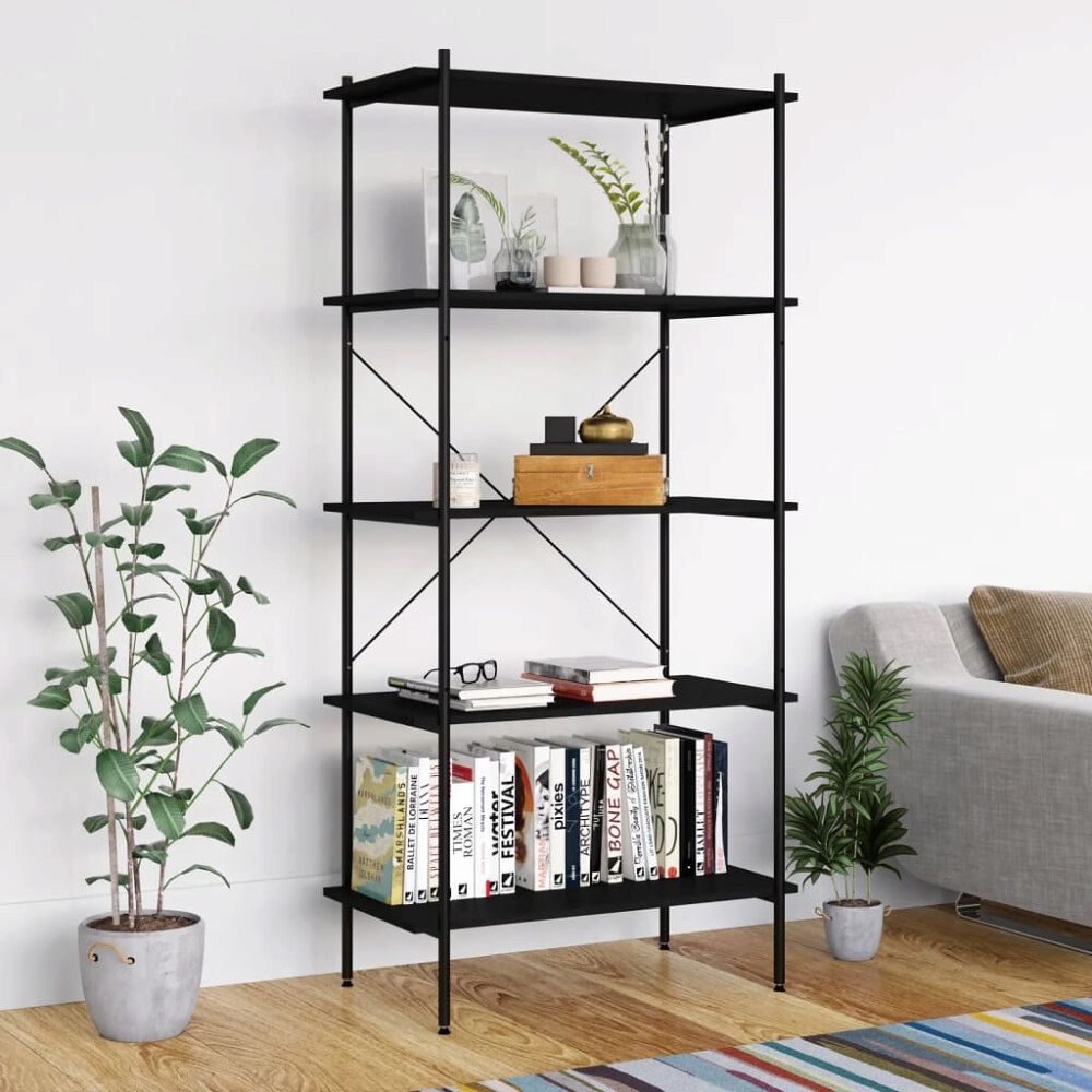 vidaXL Hyllenhet med 5 hyllplan svart 80x40x163 cm