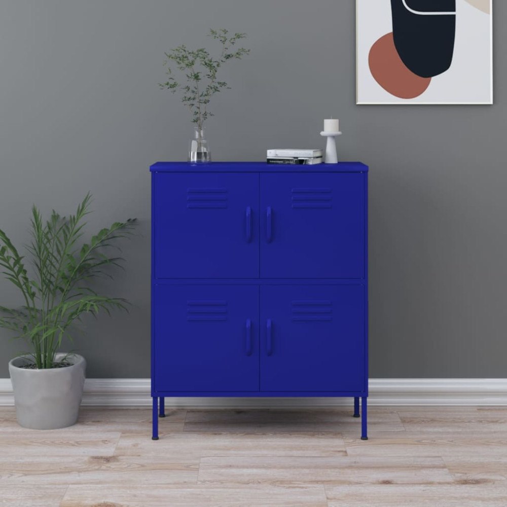 vidaXL Förvaringsskåp marinblå 80x35x101,5 cm stål