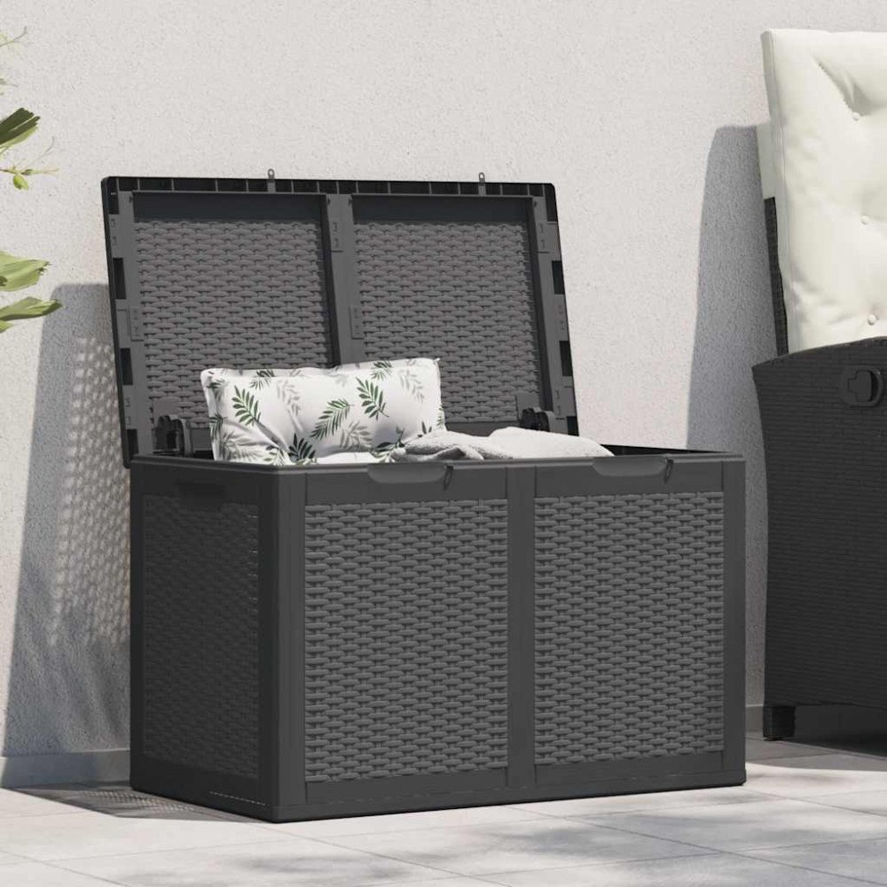vidaXL Dynbox 180 liter svart PP-rotting