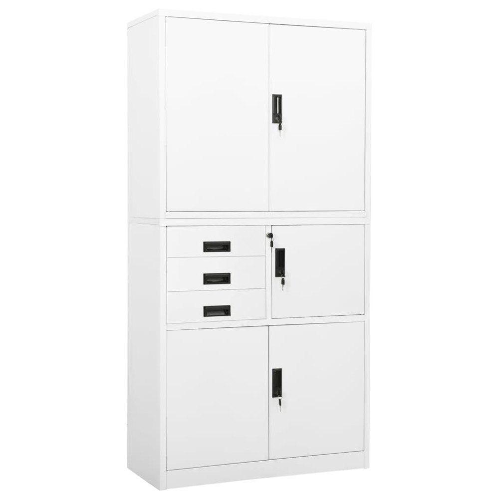 vidaXL Dokumentskåp vit 90x40x180 cm stål