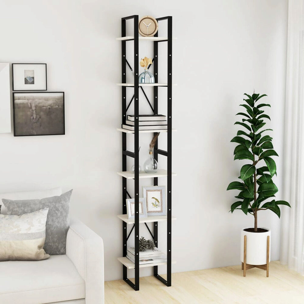 vidaXL Hög bokhylla vit 40x30x210 cm massiv furu