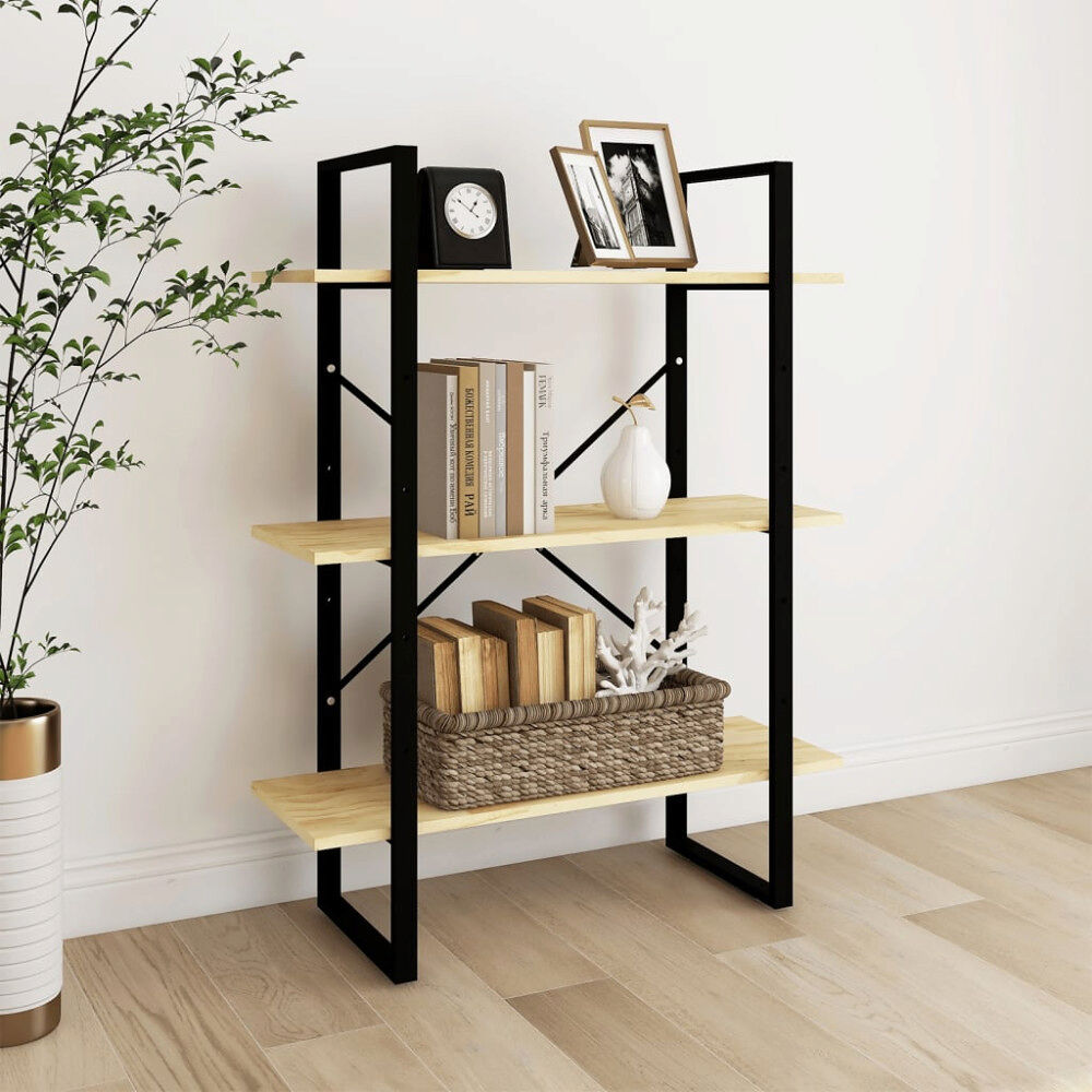 vidaXL Bokhylla 3 hyllplan 80x30x105 cm massiv furu
