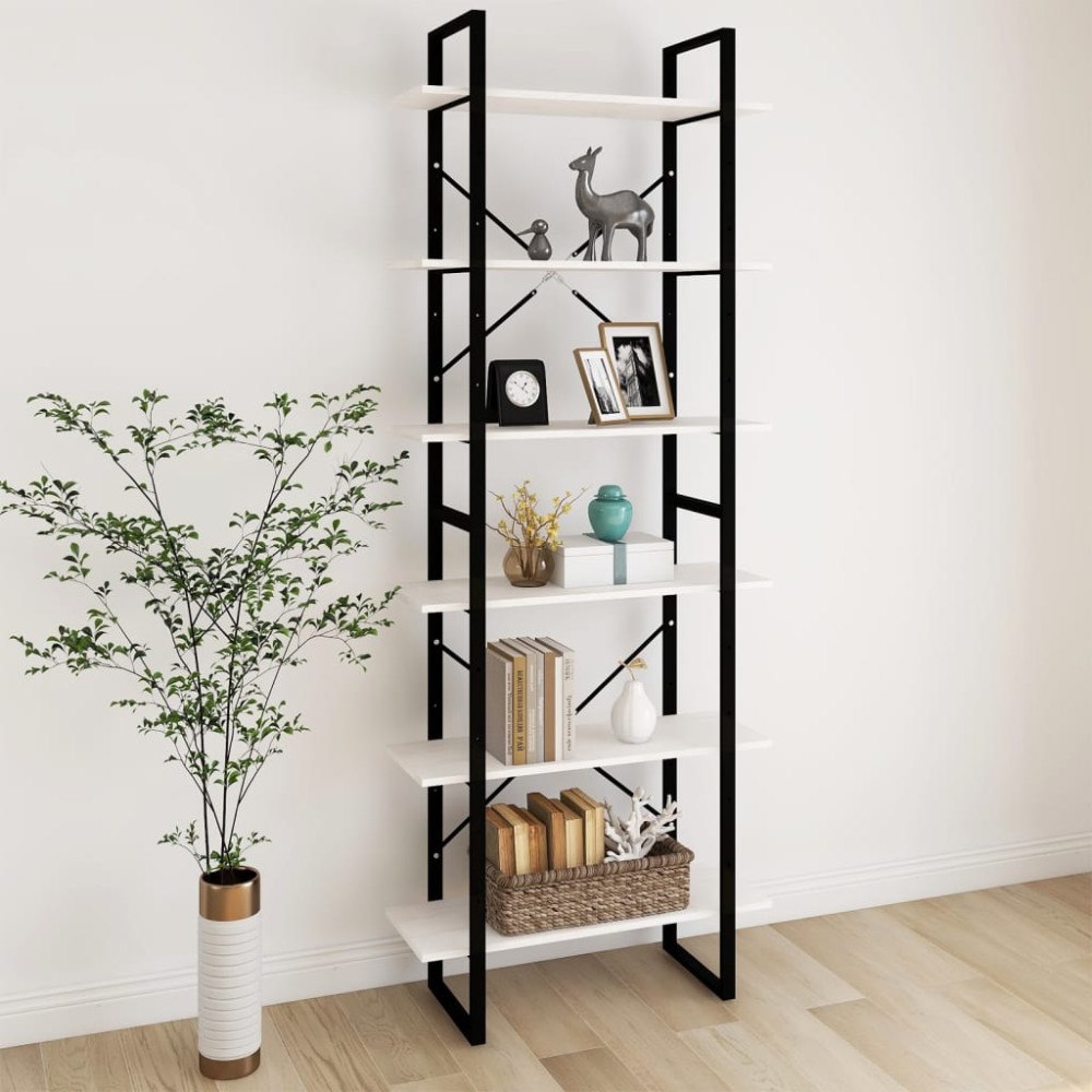 vidaXL Hög bokhylla vit 80x30x210 cm massiv furu