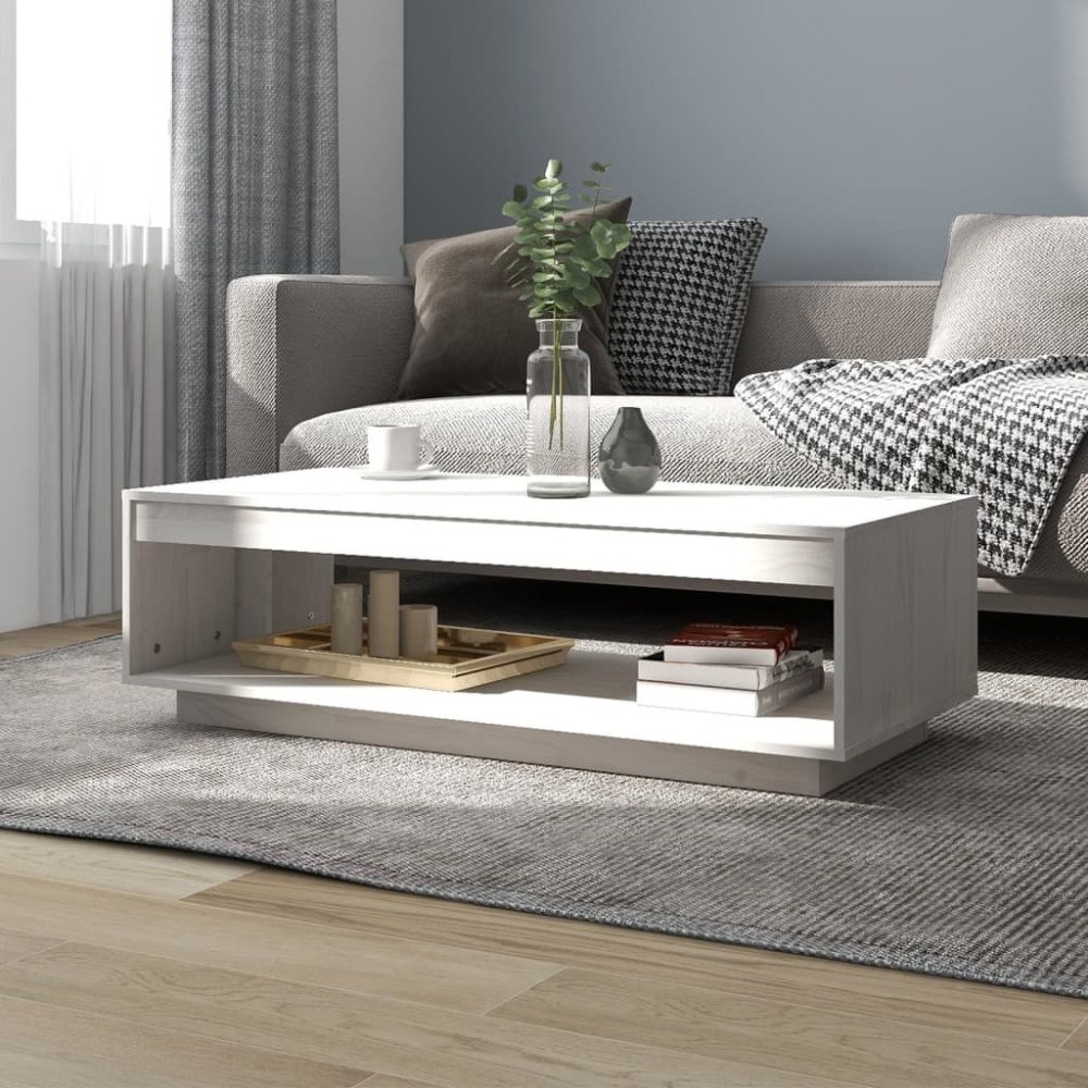 vidaXL Soffbord vit 110x50x33,5 cm massiv furu