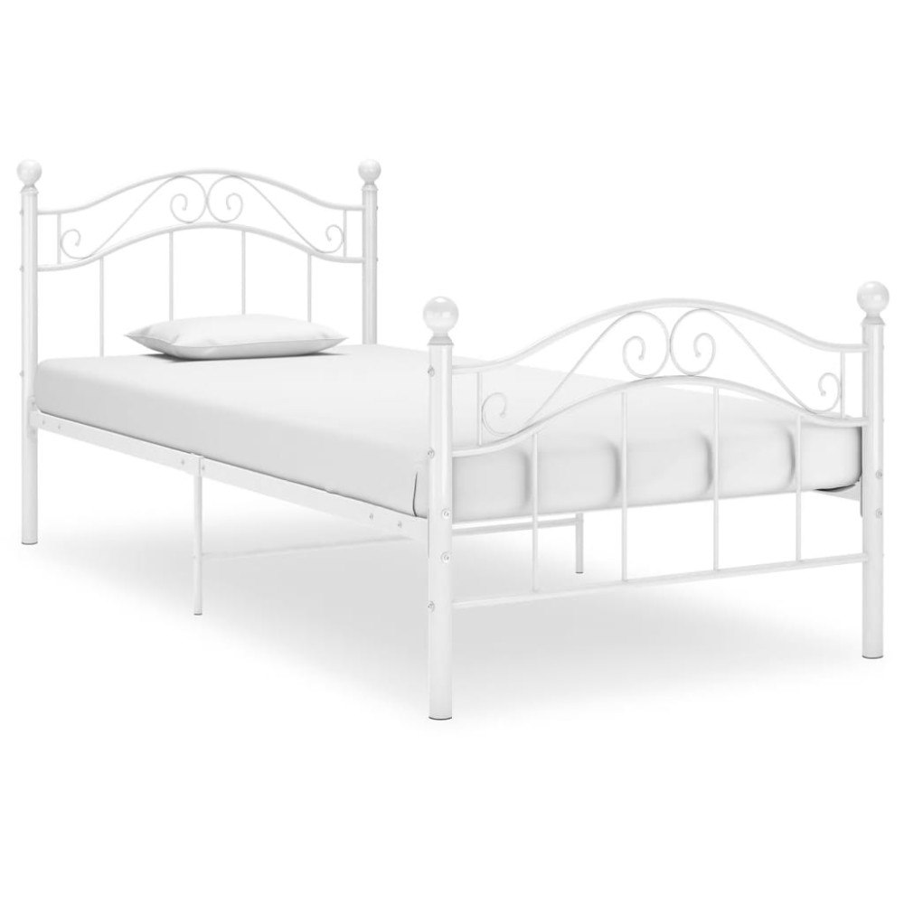 vidaXL Sängram vit metall 100x200 cm