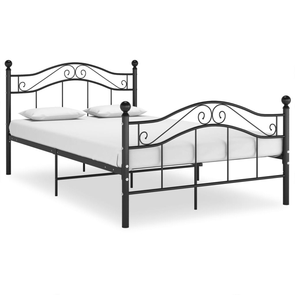 vidaXL Sängram utan madrass svart metall 120x200 cm