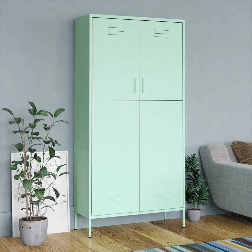 vidaXL Garderob 90x50x180 cm mintgrön stål