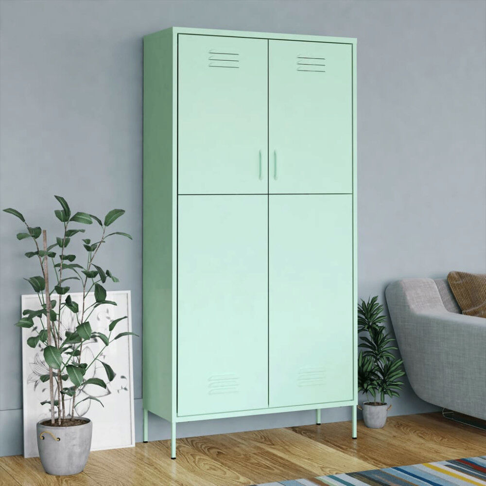 vidaXL Garderob 90x50x180 cm mintgrön stål