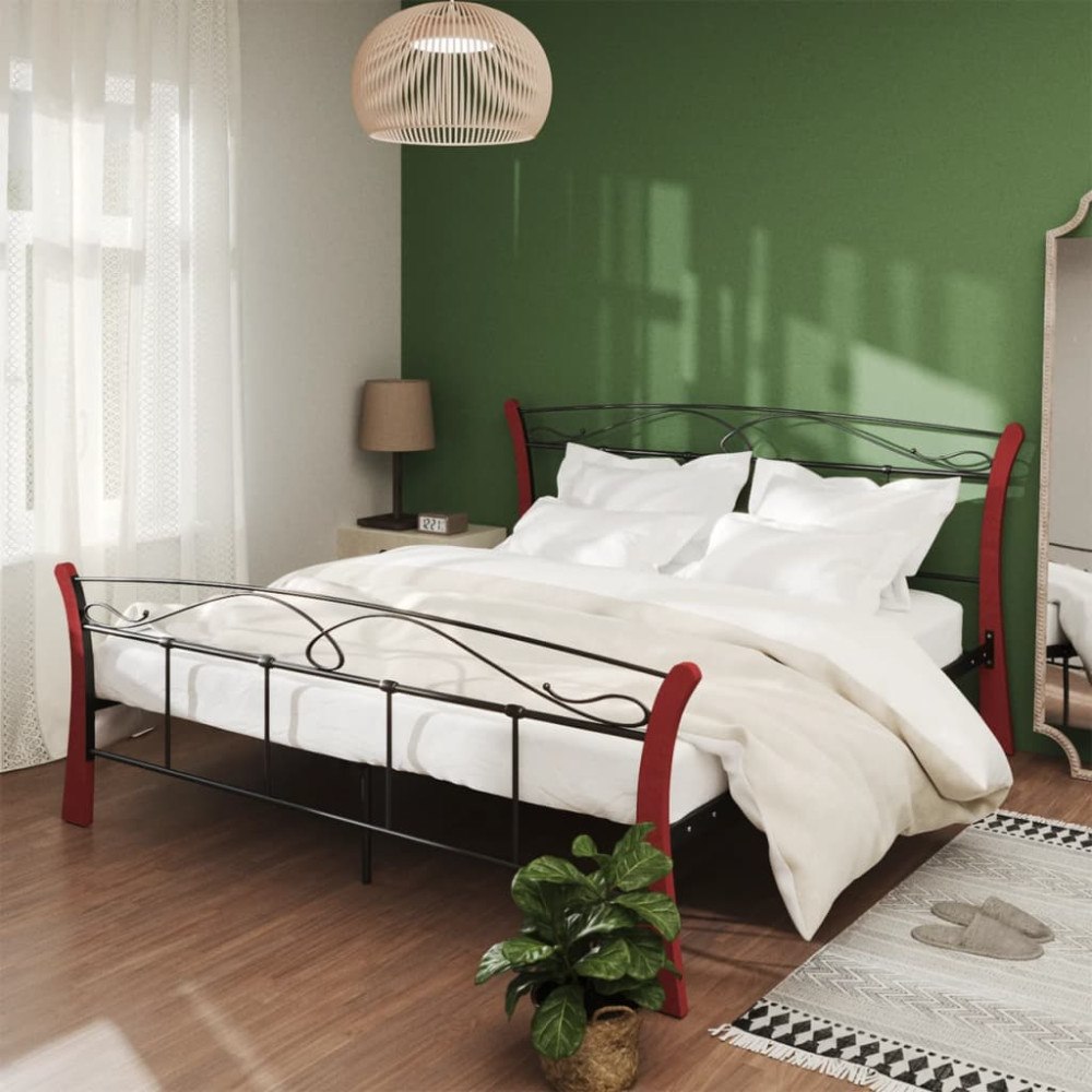 vidaXL Sängram utan madrass svart metall 140x200 cm