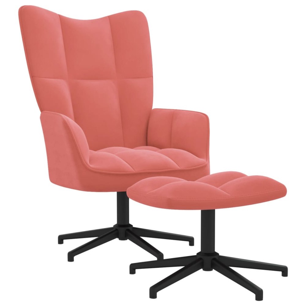 vidaXL Vilstol med fotpall rosa sammet