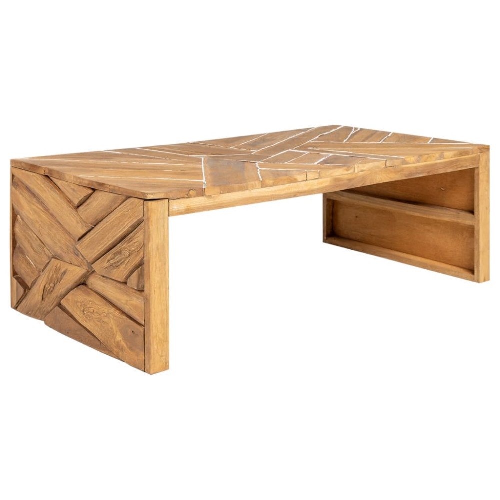 vidaXL Soffbord eroderat teakträ 110x35x38 cm