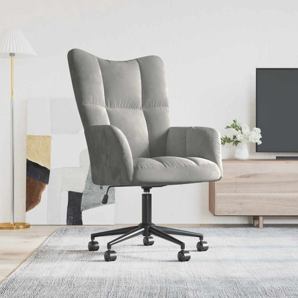 vidaXL Vilstol ljusgrå sammet