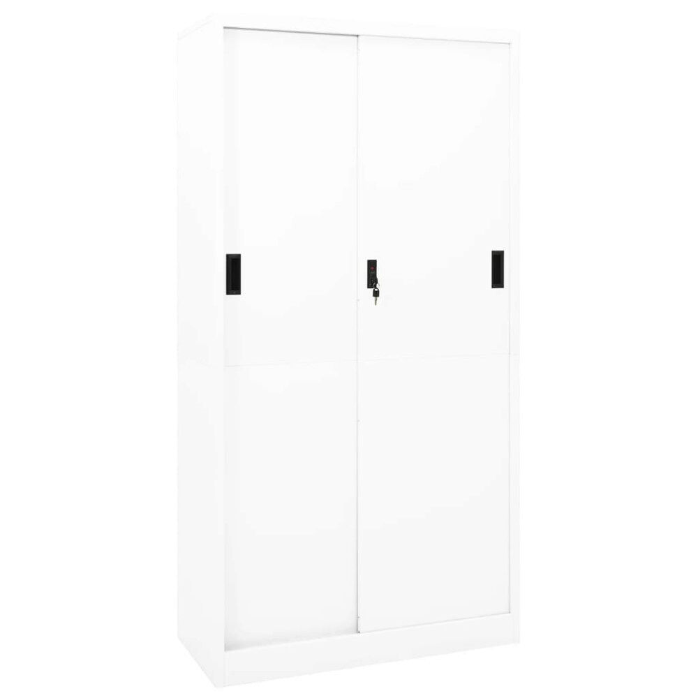 vidaXL Dokumentskåp med skjutdörr vit 90x40x180 cm stål