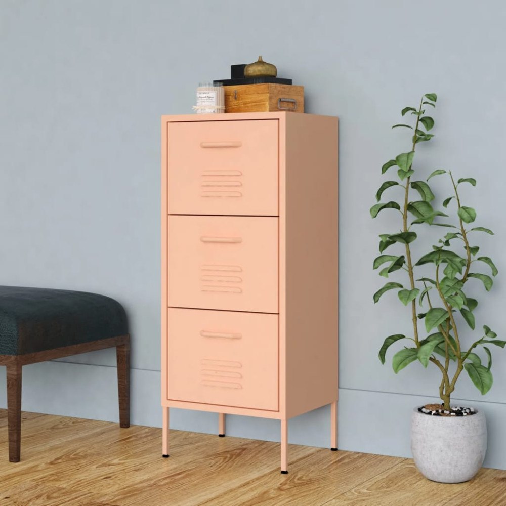 vidaXL Förvaringsskåp rosa 42,5x35x101,5 cm stål