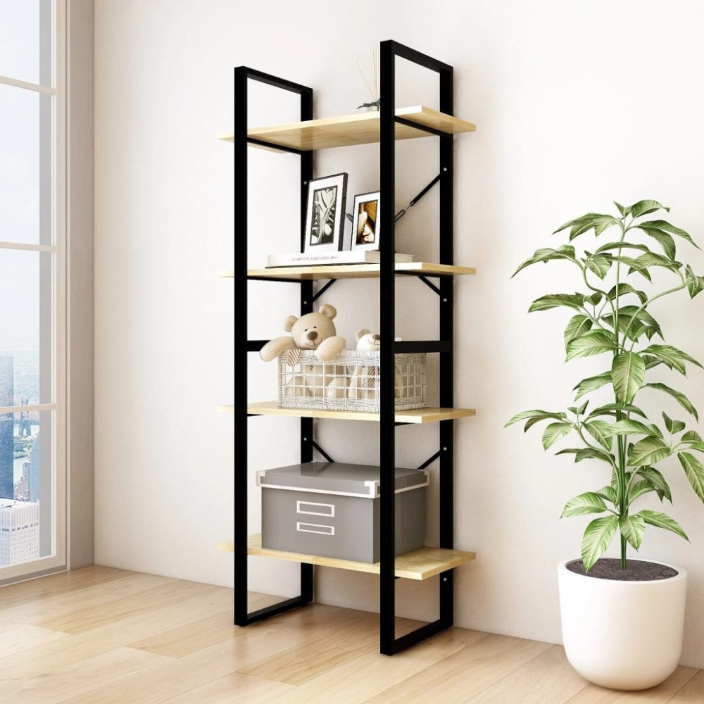 vidaXL Bokhylla 4 hyllplan 60x30x140 cm massiv furu