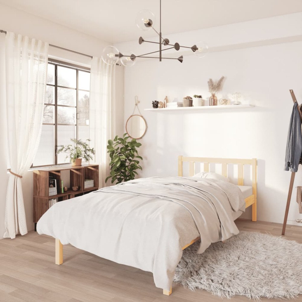 vidaXL Sängram massiv furu 90x190 cm