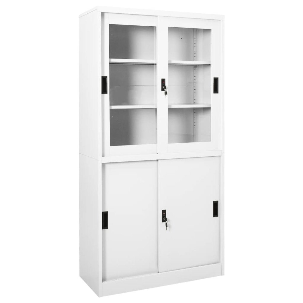 vidaXL Dokumentskåp med skjutdörr vit 90x40x180 cm stål