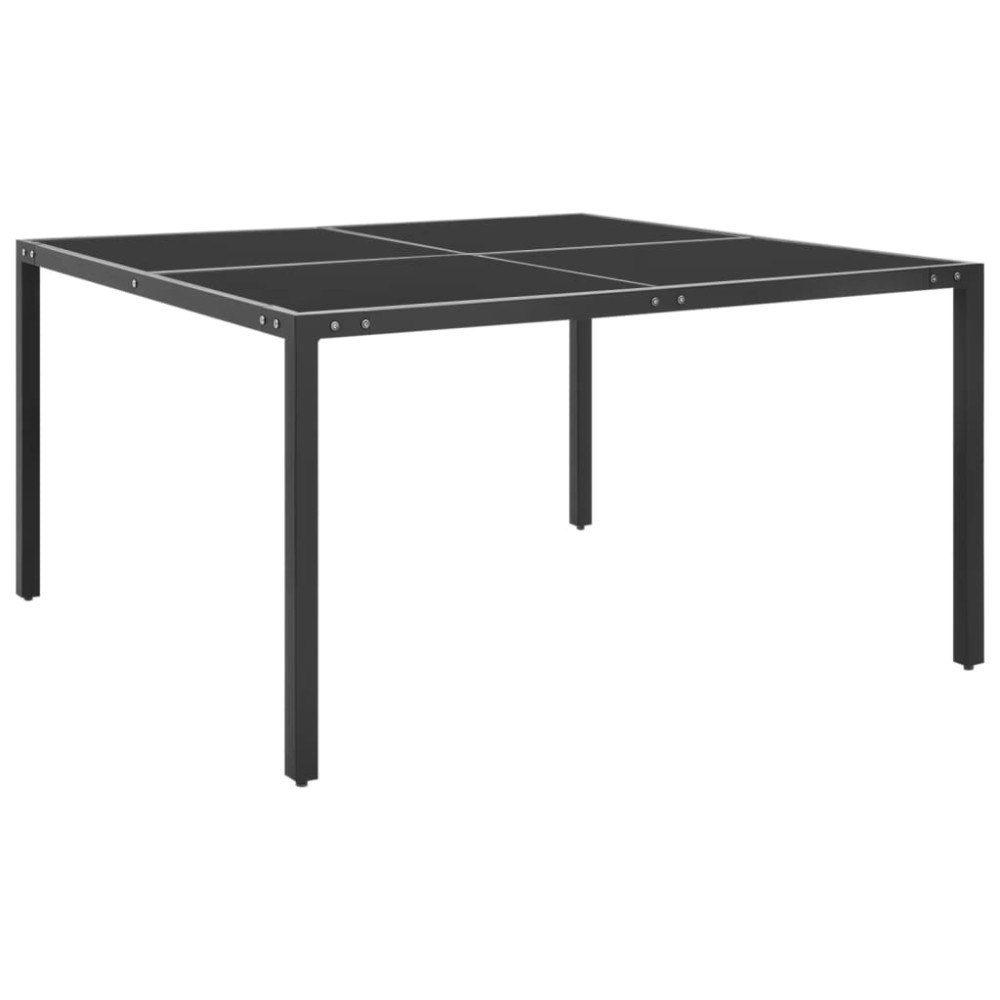 vidaXL Trädgårdsbord antracit 130x130x72 cm stål och glas