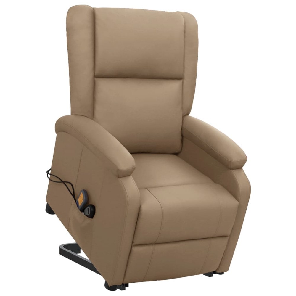 vidaXL Massagefåtölj med uppresningshjälp cappuccino konstläder