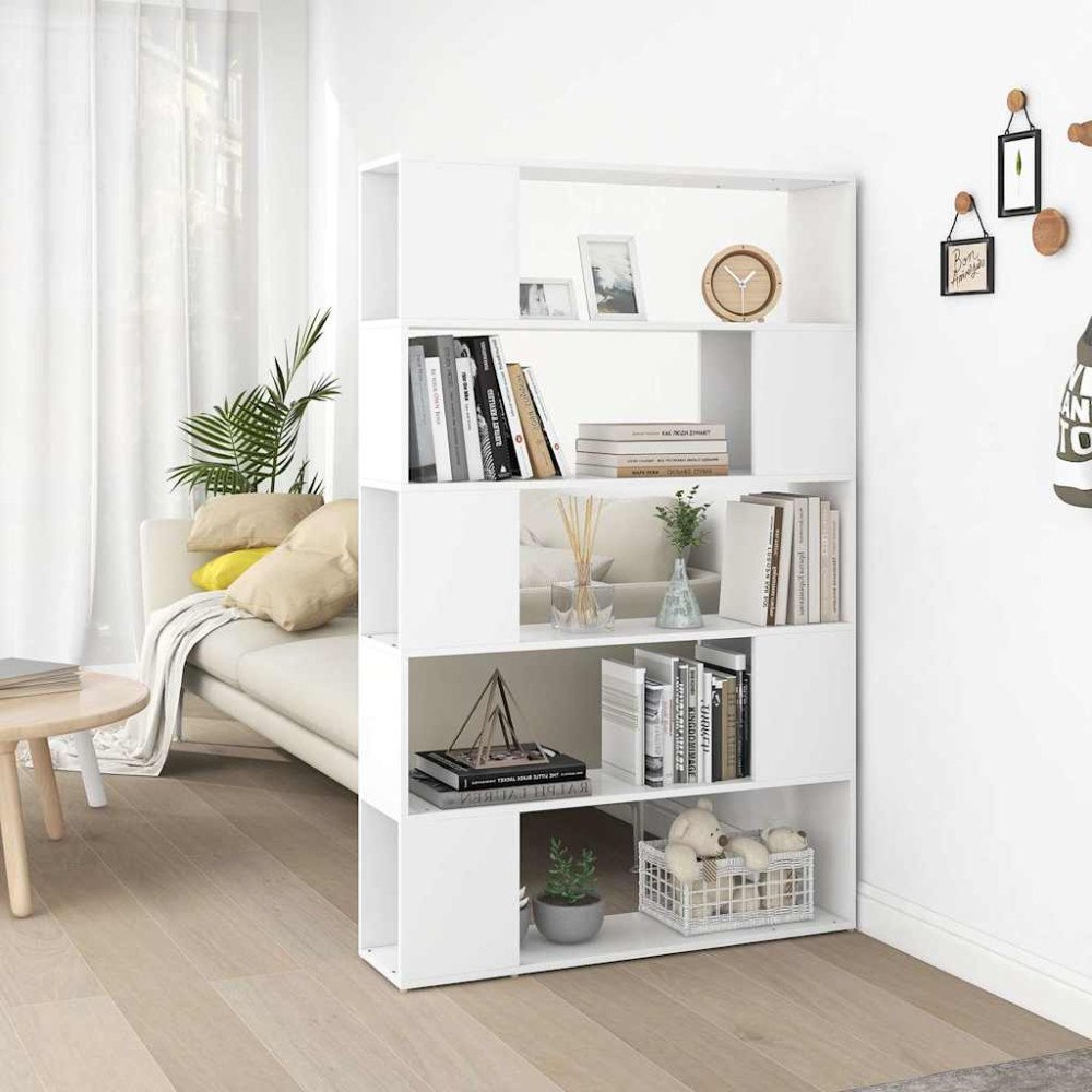 vidaXL Bokhylla/Rumsavdelare vit 100x24x155 cm konstruerat trä