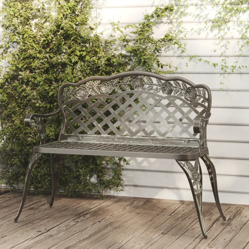 vidaXL Trädgårdsbänk 108 cm gjuten aluminium grön