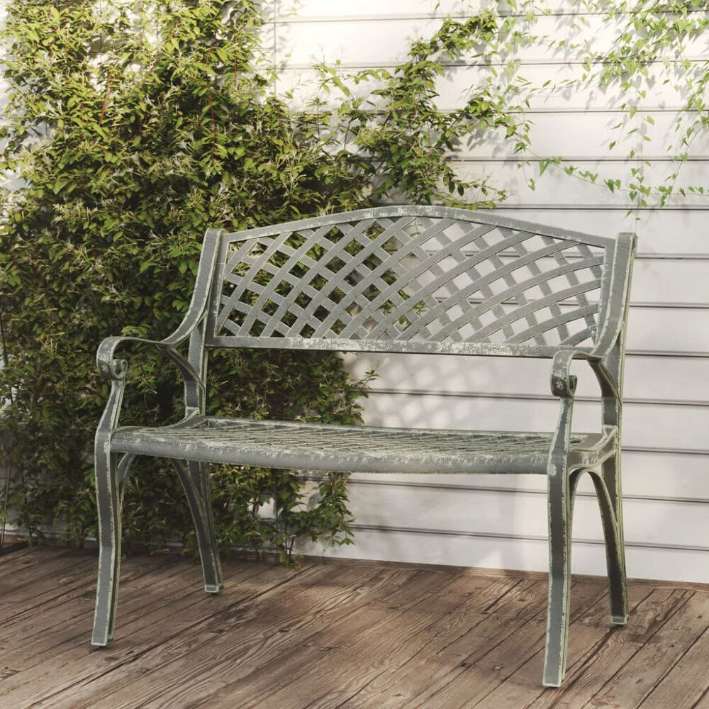 vidaXL Trädgårdsbänk 102 cm gjuten aluminium grön