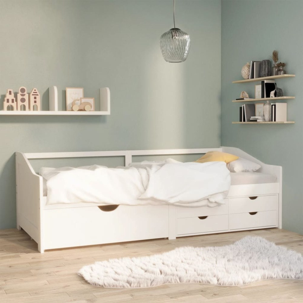 vidaXL Dagbädd 3-sits med lådor vit massiv furu 90x200 cm
