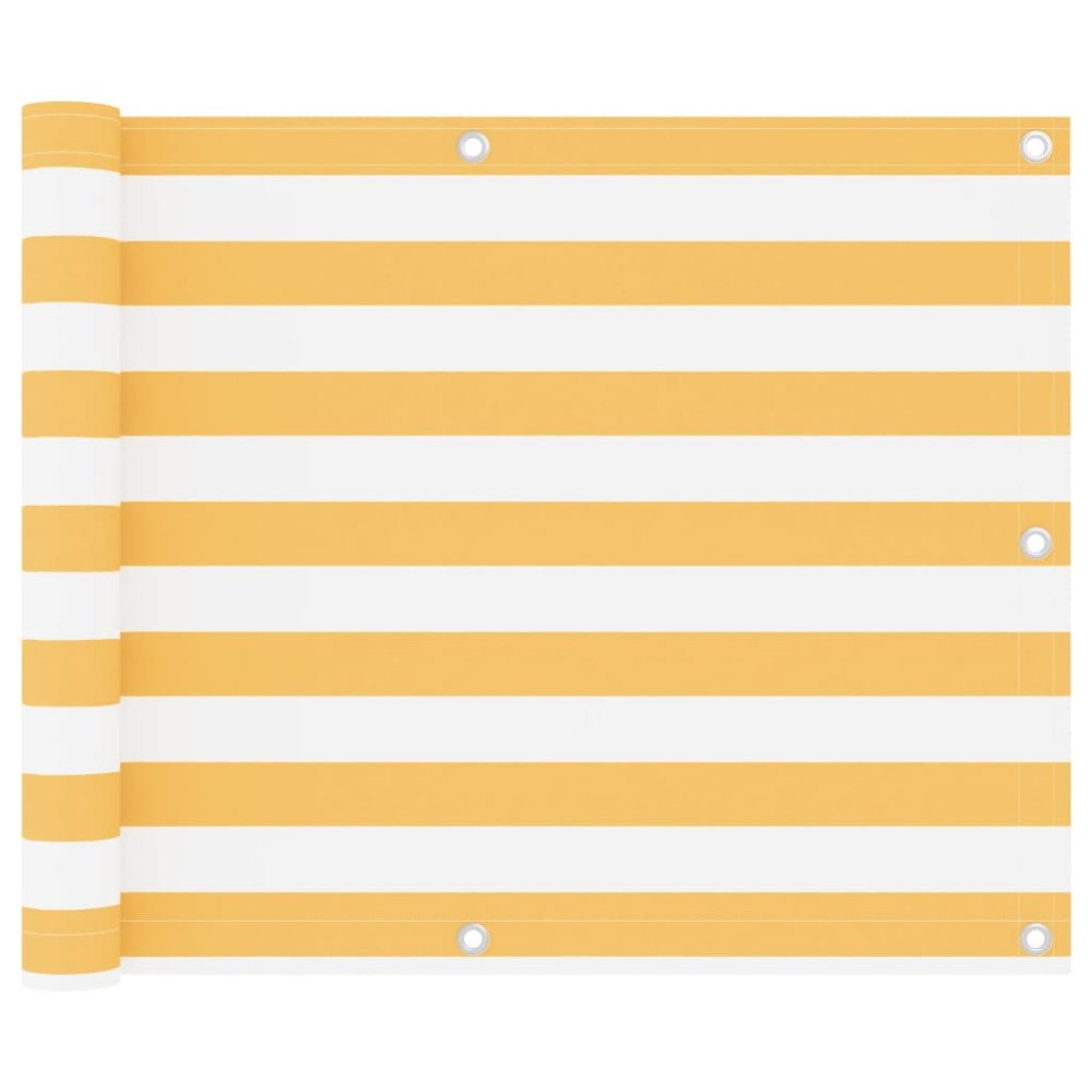 vidaXL Balkongskärm vit och gul 75x500 cm oxfordtyg