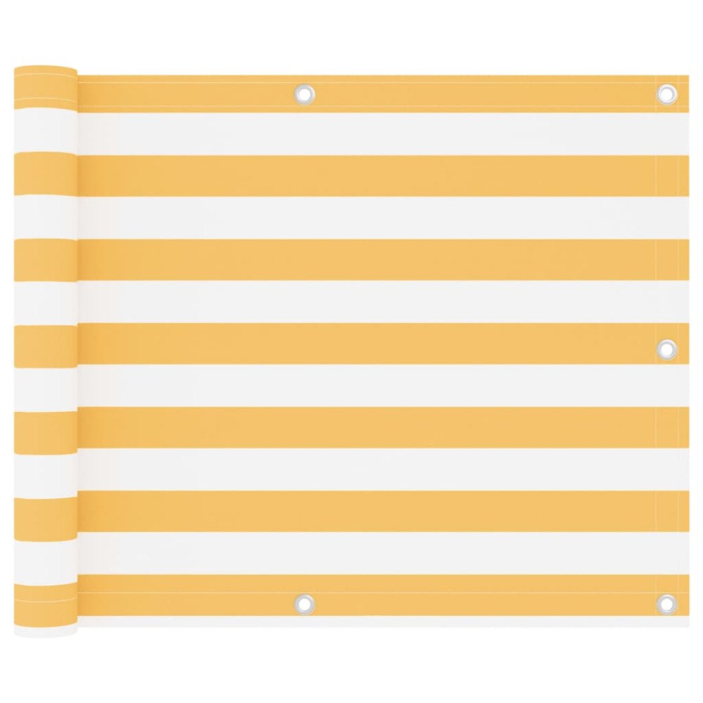vidaXL Balkongskärm vit och gul 75x600 cm oxfordtyg