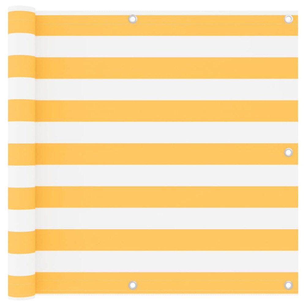 vidaXL Balkongskärm vit och gul 90x400 cm oxfordtyg