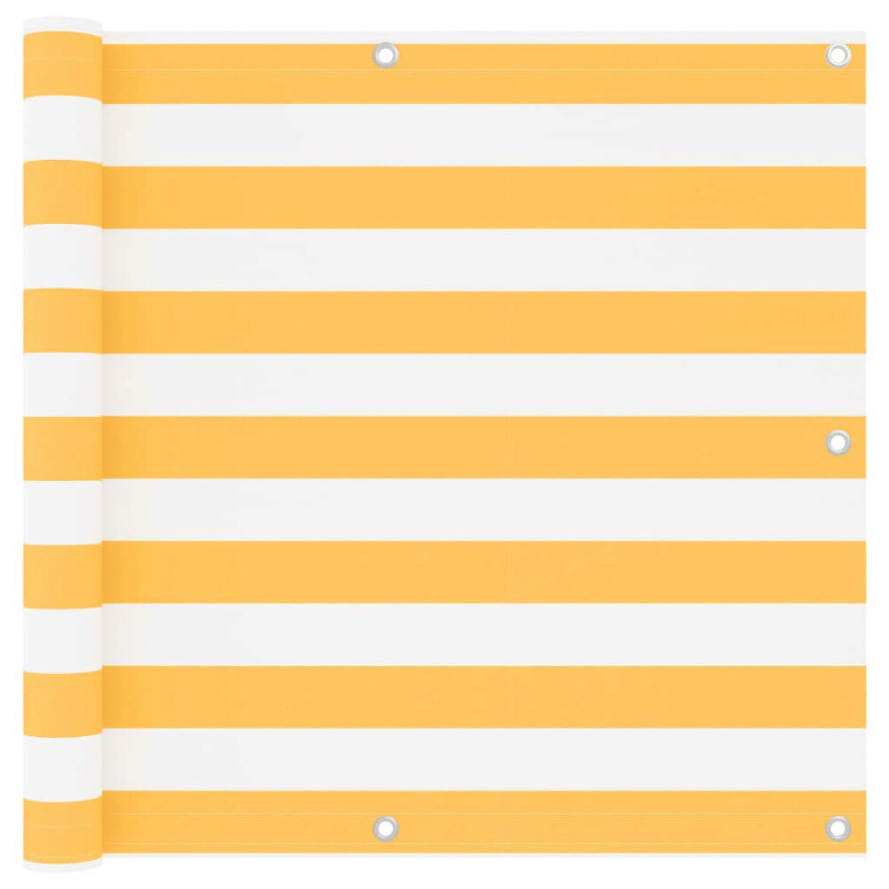 vidaXL Balkongskärm vit och gul 90x400 cm oxfordtyg
