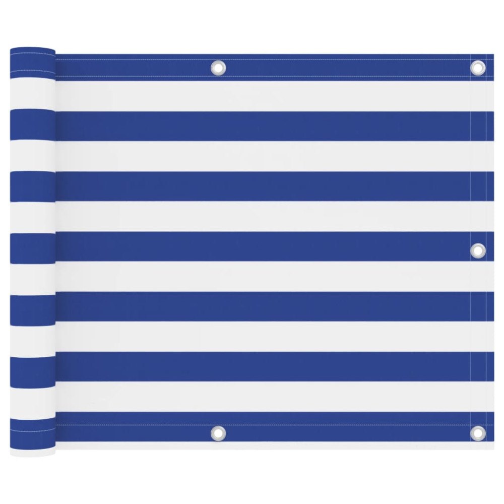 vidaXL Balkongskärm vit och blå 75x400 cm oxfordtyg