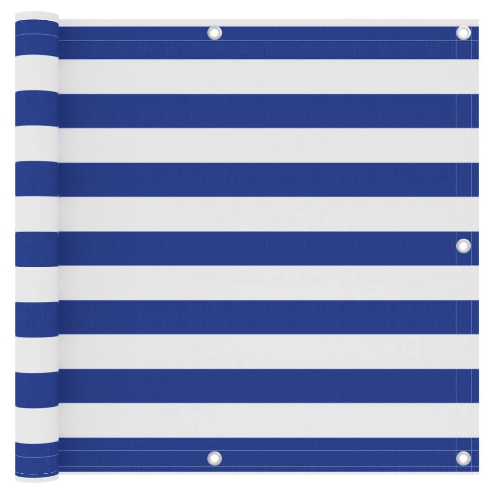 vidaXL Balkongskärm vit och blå 90x300 cm oxfordtyg