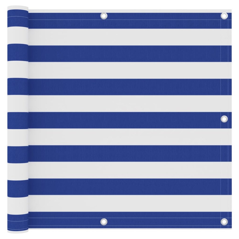 vidaXL Balkongskärm vit och blå 90x400 cm oxfordtyg