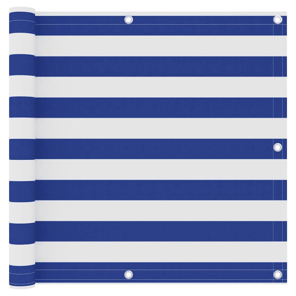 vidaXL Balkongskärm vit och blå 90x500 cm oxfordtyg