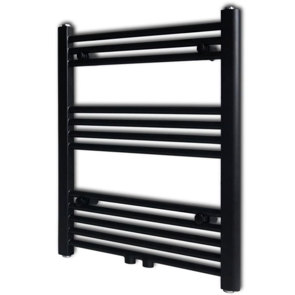 vidaXL Handdukstork centralvärme element rak 600 x 764 mm svart
