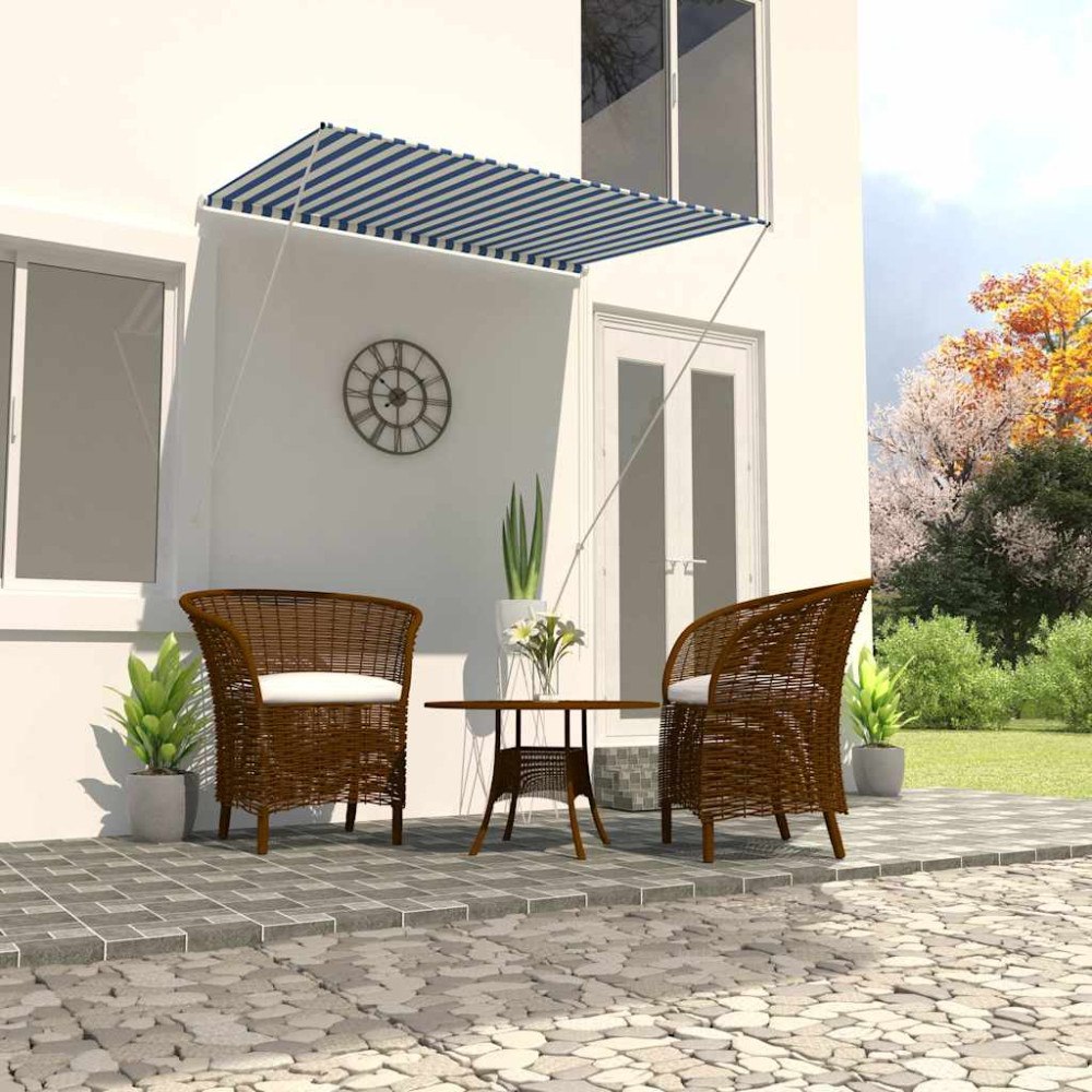 vidaXL Markis 150x150 cm blå och vit